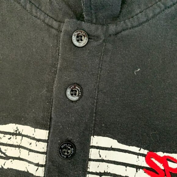 Split Men's Cotton Blend Striped Logo Short Sleeve Polo Shirt Black Size Medium - Picture 4 of 8